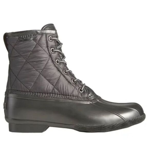 Sperry Mens Snow Boots Chukkas Booties Quilted Saltwater Duck Nylon Black 10 - Picture 3 of 6